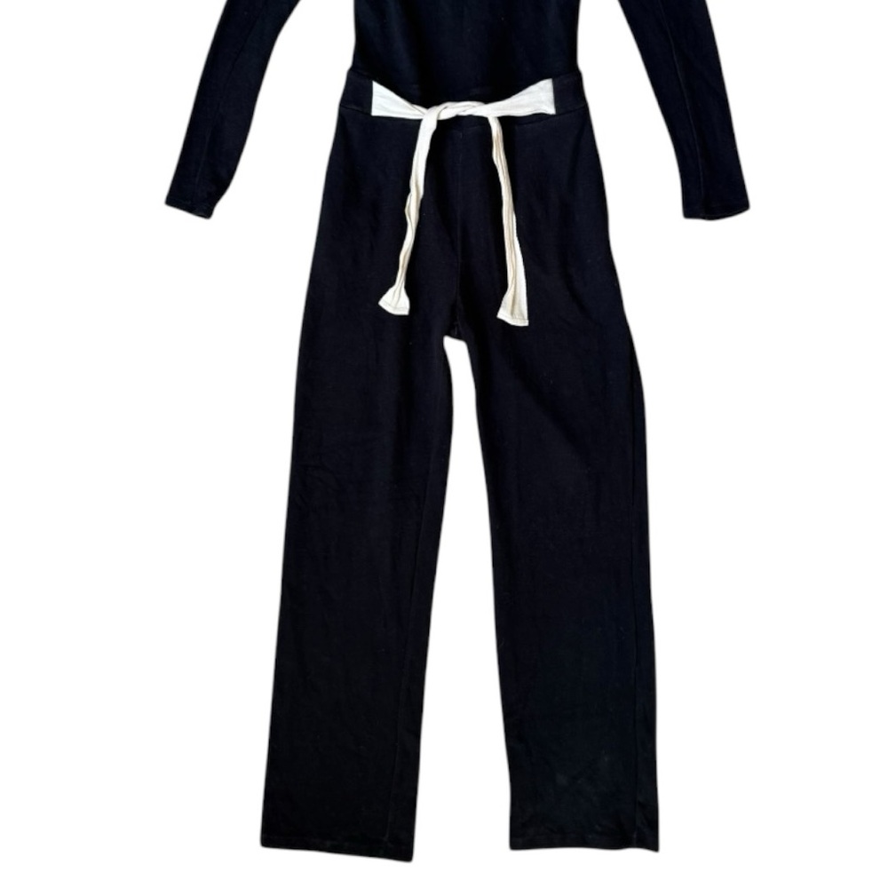 Reiss Ada Open Back Knit Jumpsuit 12 Mock Neck Tie Waist Bow Black - Picture 7 of 12